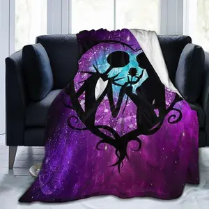 Nightmare Before Christmas Bedding Blanket Valentine's Day Couple Super Soft Blanket Flannel Summer Lightweight Living Room Bedding, 80×60 Inch
