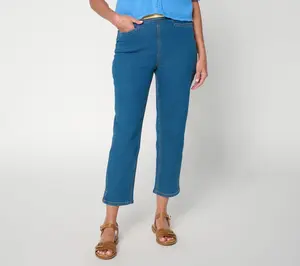 Denim & Co. Regular Indigo Flat Front Side Pocker Crop Pants