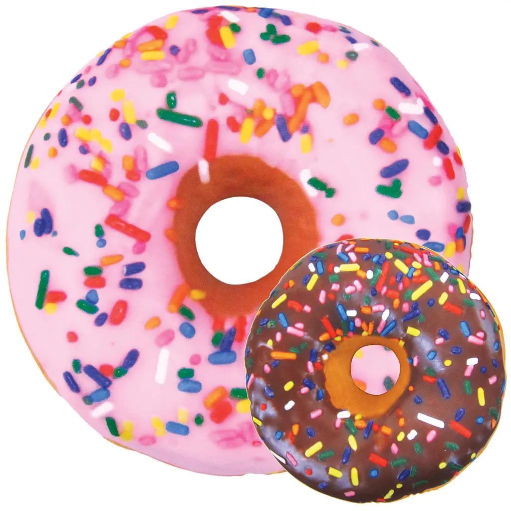 iscream Donut Dual-Sided Microbead Plush Pillow 16"x16"