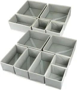 12 Pack Drawer Organizer for Clothing - Foldable Cloth Drawer Dividers Storage Bins Boxes Set