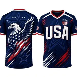 USA Soccer Jersey 2026, Patriotic Wolf American Flag V-Neck Football Jersey, USA Soccer Shirt, Match Day Fan Apparel