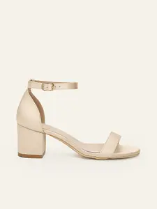 Azazie Matte Satin One Strap Buckle Block Heel Bridal Wedding Party Prom Sandals