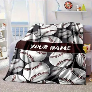 1pc Custom Name Sports Baseball Blanket Personalized Printed Blanket Soft Blanket for Bed Sofa, Bed Blanket, Picnic Blanket, Travel Blanket, and Halloween and Christmas Gifts Birthday Gifts37