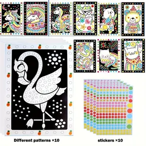 Kids Fun Puzzle, Cute Cartoon Animal Drawing Collage Stickers, DIY Sticker, Decal Sticker, Children Education Patience Training Toy, 10 Sheets/pack