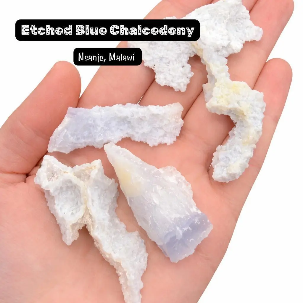 ONE Etched Blue Chalcedony - Etched Blue Lace Agate - Malawi