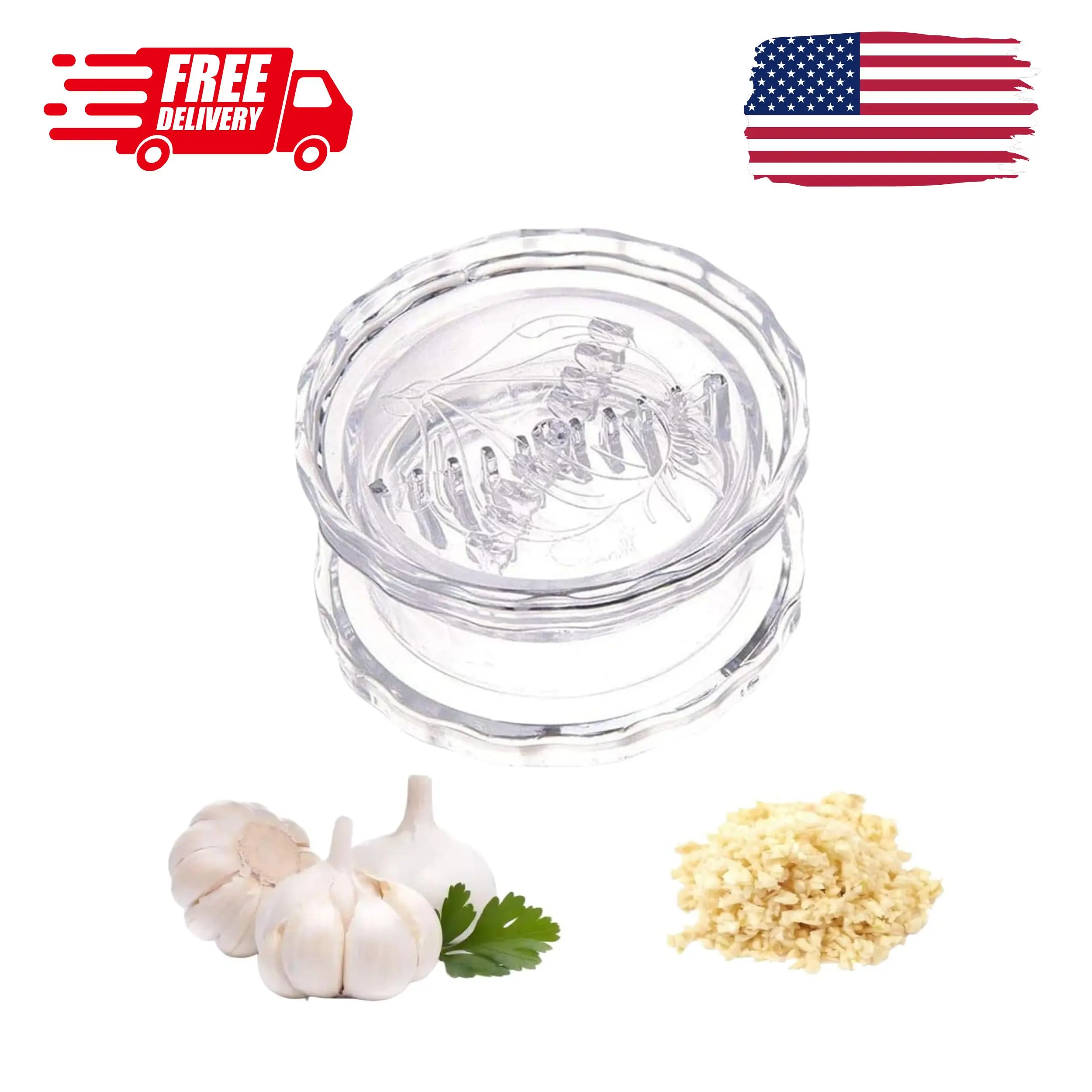 Transparent Manual Garlic Twist, Multi-Functional Mincer & Grinder