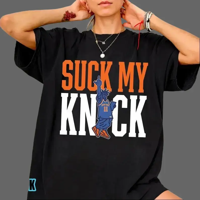 Suck My Knick Shirt, New York Basketball Graphic Tee, Vintage Sports Fan T-Shirt Menswear Top Man Tshirt Streetwear Crewneck Tropical Midi