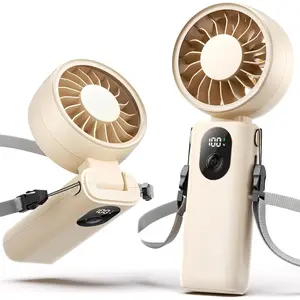 Mighty Portable Handheld Fan| 20H Max Cooling Time| 3 Flexible Modes| 5 Speeds Wind| Battery Level Display| USB Rechargeable Mini Personal Battery Powered, Gifts for Women, Travel -Beige