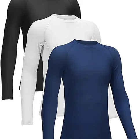 TELALEO Kids' 3-Pack Tight Compression Shirts, Long Sleeve Fitted Universal Synthetics Baselayer, Outdoor-Ready Quick Dry Moisture-Wicking All Seasons Machine Washable Sports Undershirts