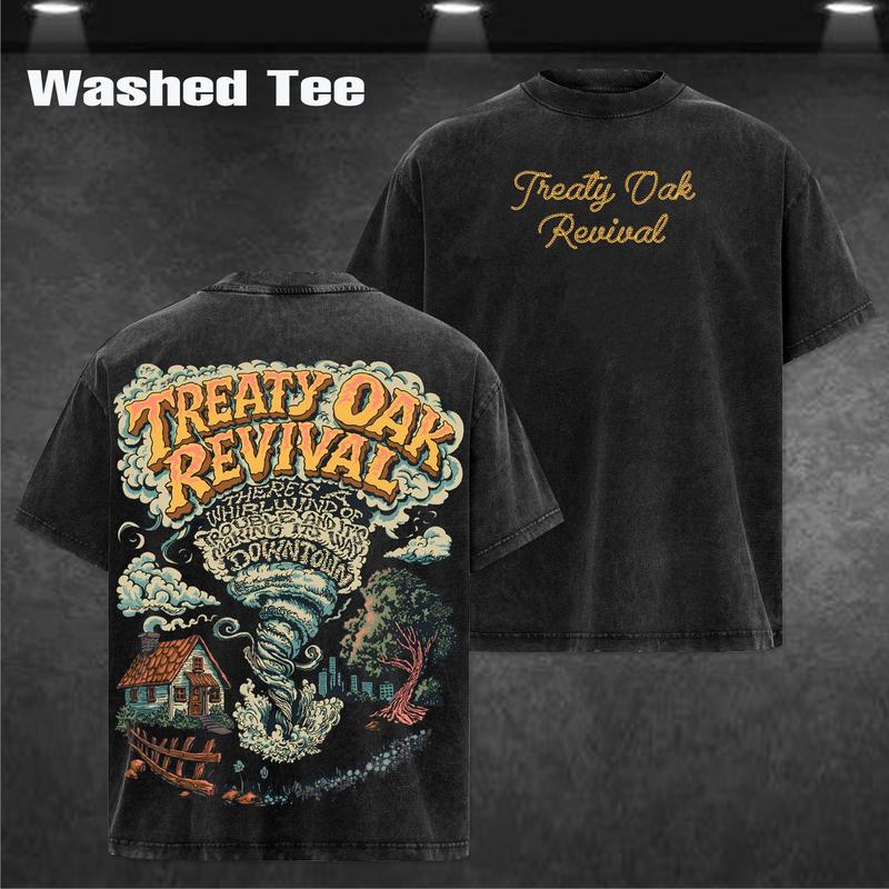 Treaty Oak Revival Band T-Shirt Hoodie & Sweatshirt Vintage Acid Wash Country Rock Red Dirt Southern Rock Music Heavy Cotton Oversize Unisex Retro Graphic Concert