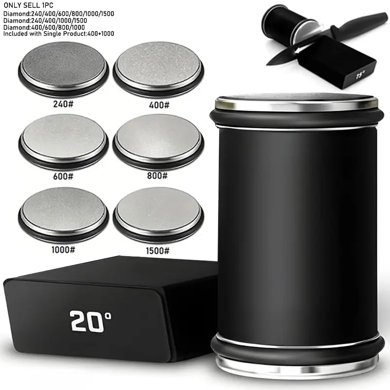 Rolling Knife Sharpener Knife Sharpener Tool, Rolling Knife Sharpener Kit, A wide variety of combinations to meet all your needs.Knife Sharpening with Diamonds for Steel of Any Hardness, Kitchen knife Sharpener with 15 & 20 Degree Magnetic Angle Gifts for