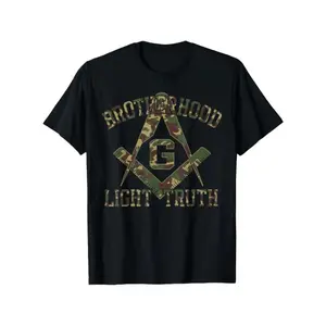 Brotherhood Light Truth Mason Freemason Camo TShirt Reading TShirt Made of 100 Pure Cotton Ideal Gift for Men Women Dad Mom and Friends Trendy Round Neck Casual Streetwear Tee for Men and Women