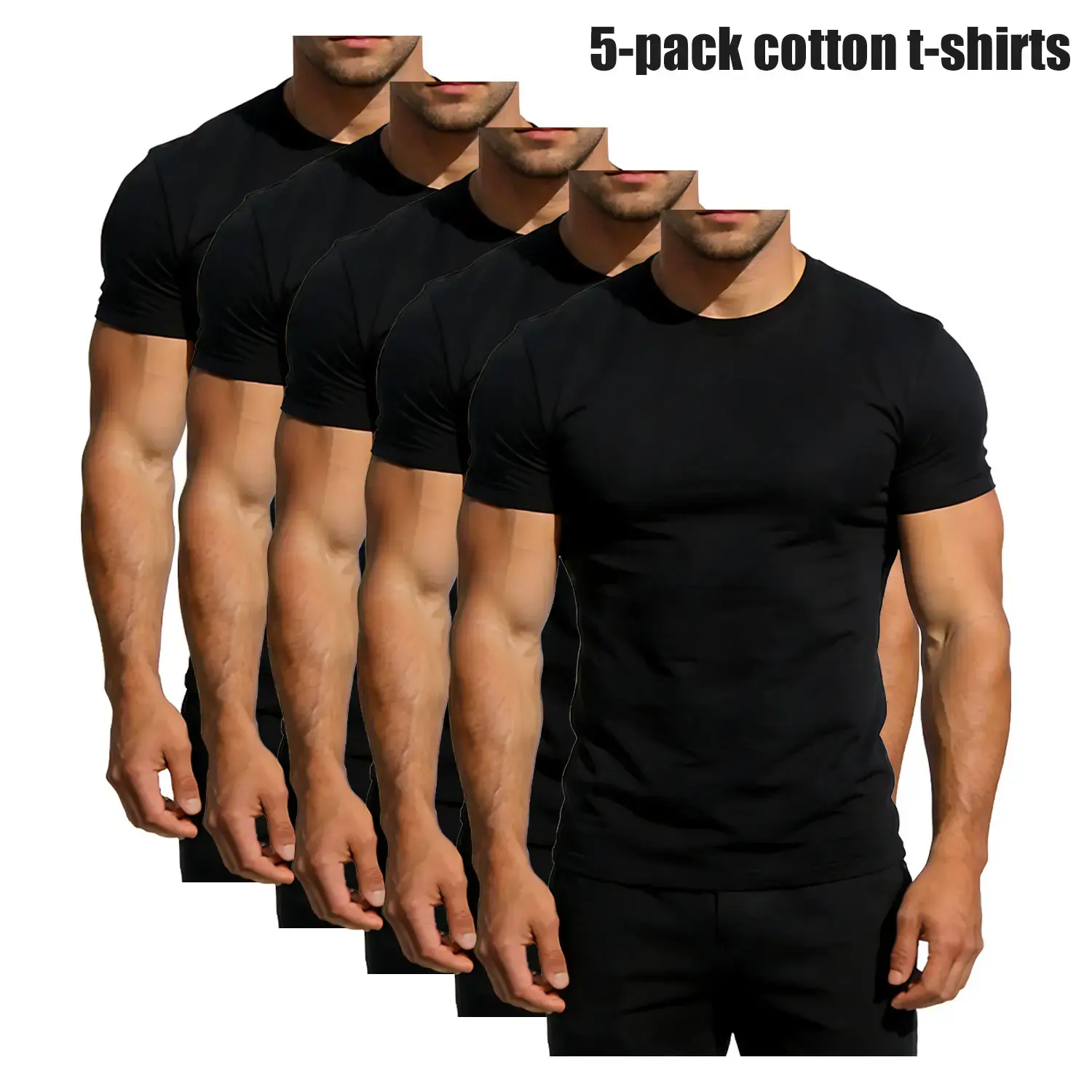 5 Pack Heavyweight Women/Men's Short Sleeve T-Shirt heavy tees white tee Casual Crewneck Cotton Classic Menswear Top T Shirt Streetwear summervibes