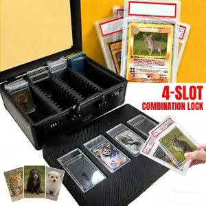 Aluminum Alloy Frame Trading Card Holder, Psa Display Top, Carbon Fiber Pattern, Password Lock, Sports Star Anime Game Card Manager