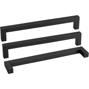 Goldenwarm  Pack Black Square Bar Cabinet Pull Drawer Handle Stainless Steel Modern Hardware for Kitchen and Bathroom Cabinets Cupboard,Center to Center in(mm) Black Drawer Pulls
