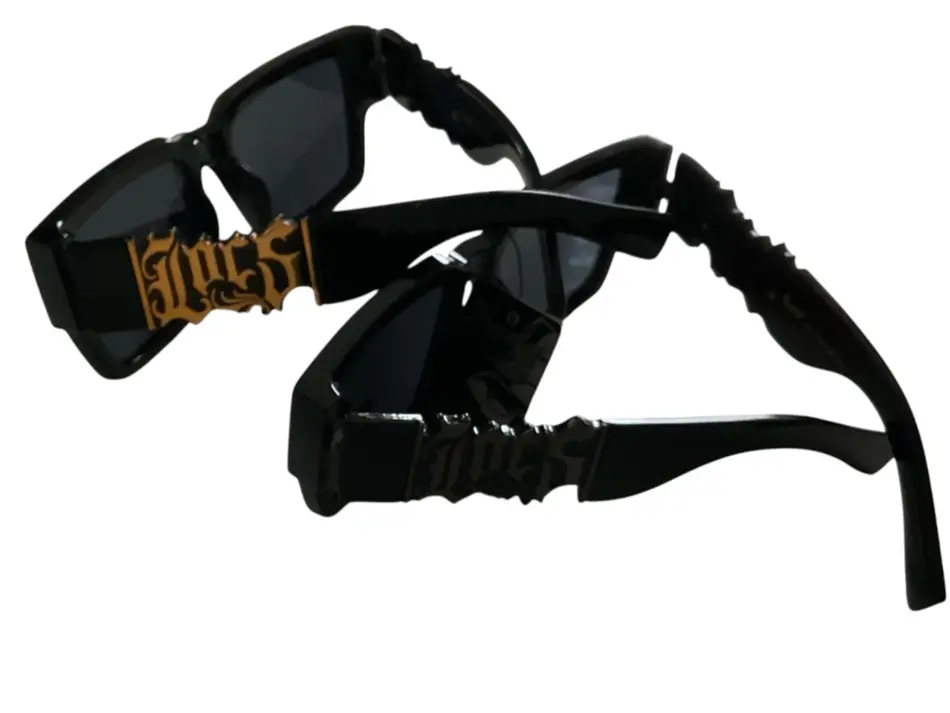 Locs OG Hardcore Full Rim Polycarbonate Sunglasses - 6 inches, Unisex Trendy Streetwear Fashionable Sunglasses, Broad Spectrum UV Protection, Bold Design Stylish Accessories (Black or Gold Options)