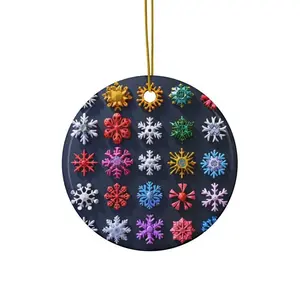 Beautiful Snowflake Pattern Ceramic Ornament for Christmas, Available in Circle, Star, Heart and Oval Shapes