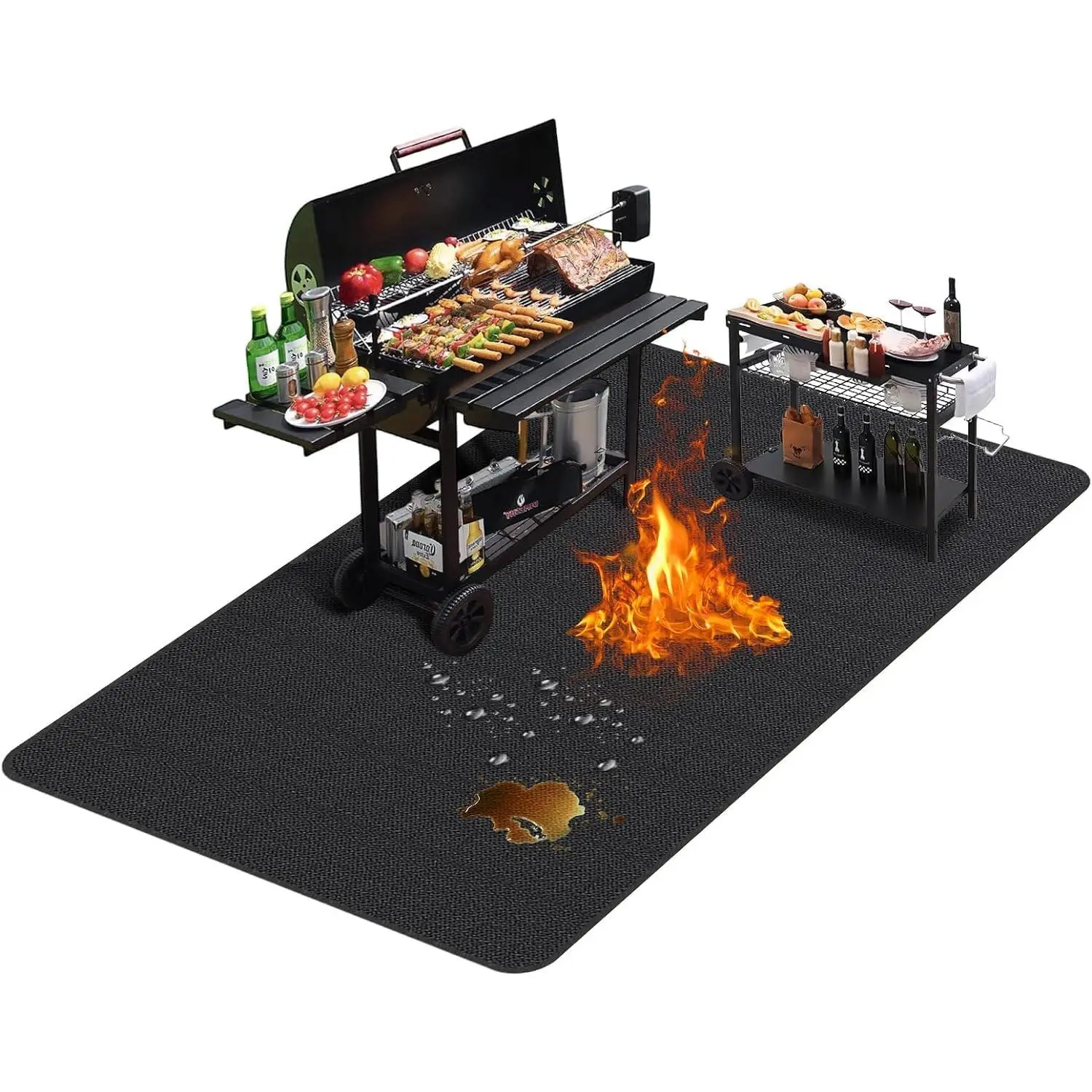 Large 76 x 52 inches Under Grill Mats for Outdoor Grill | Double-Sided Fireproof |  | Oil-Proof | Easy to Clean | Indoor Fireplace/Fire Pit Mat | Quality BBQ Mat for Deck Patio Lawn