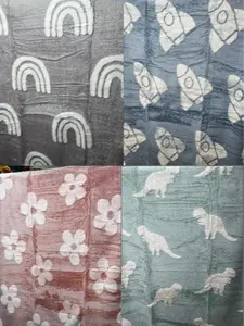 SMALL SHERPA LUX BLANKET DINO/ARCH/FLOWER/ROCKET SOFT COLLORS THIN BLANKET