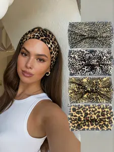 4pcs, New Vintage Boho Style Leopard Print Hair Tie Set, Wide Elastic Hair Band, Fashionable Sporty Headscarf, Stylish Women's Accessory
