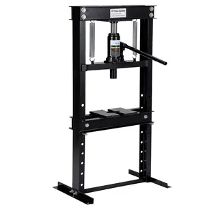 12-Ton Heavy Duty Hydraulic H-Frame Shop Press with Adjustable Height Table, Metal Stamping Plates, for Auto Repair, Metalworking, Manufacturing, Black