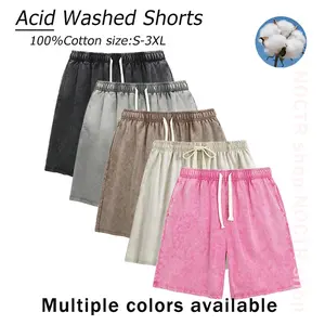 3 Pack Vintage Acid Wash Sweat Shorts for Women & Men, Heavyweight Cotton Y2K Streetwear Shorts, Baggy Athletic Gym Lounge Casual Shorts with Elastic Wais Acid Washed Sweat Shorts Women Men