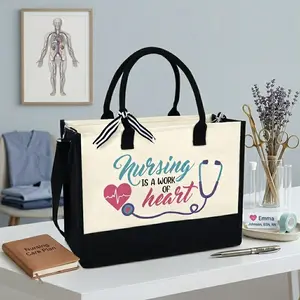 NATIONAL NURSES WEEK – Nursing Tote Bag,  Nursing Gift, Xmas Gift for Nurse, Medical Tote Bag, Canvas Tote with Zipper