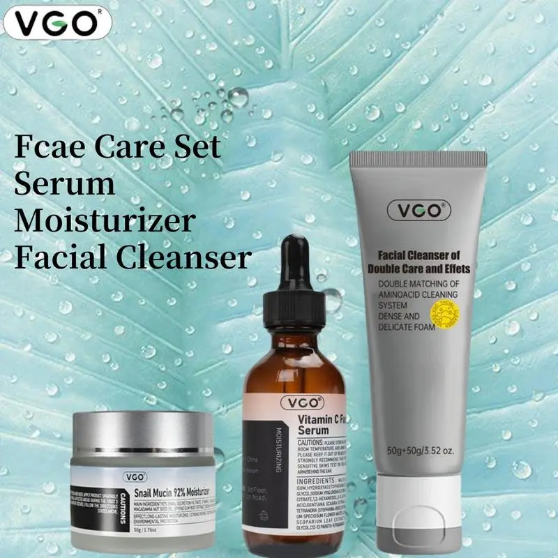 VGO Simple Facial Routine Set Hydrating Cleanser Serum Snail Cream