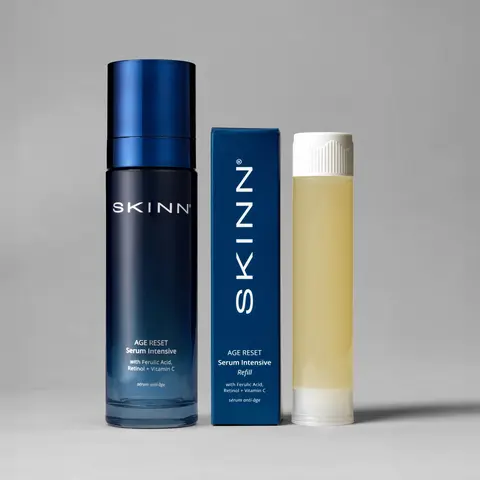 SKINN Cosmetics: Age Reset Serum Intensive with Ferulic Acid Retinol & Microencapsulated Vitamin C for Anti-Aging Radiance + Refill