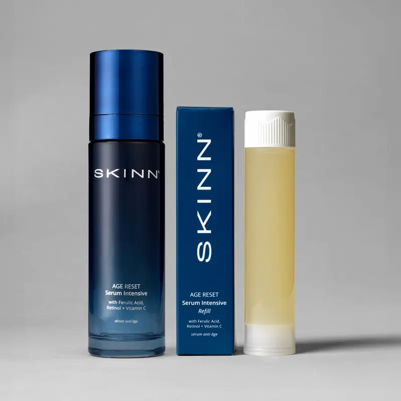 SKINN Cosmetics: Age Reset Serum Intensive with Ferulic Acid Retinol & Microencapsulated Vitamin C for Anti-Aging Radiance + Refill