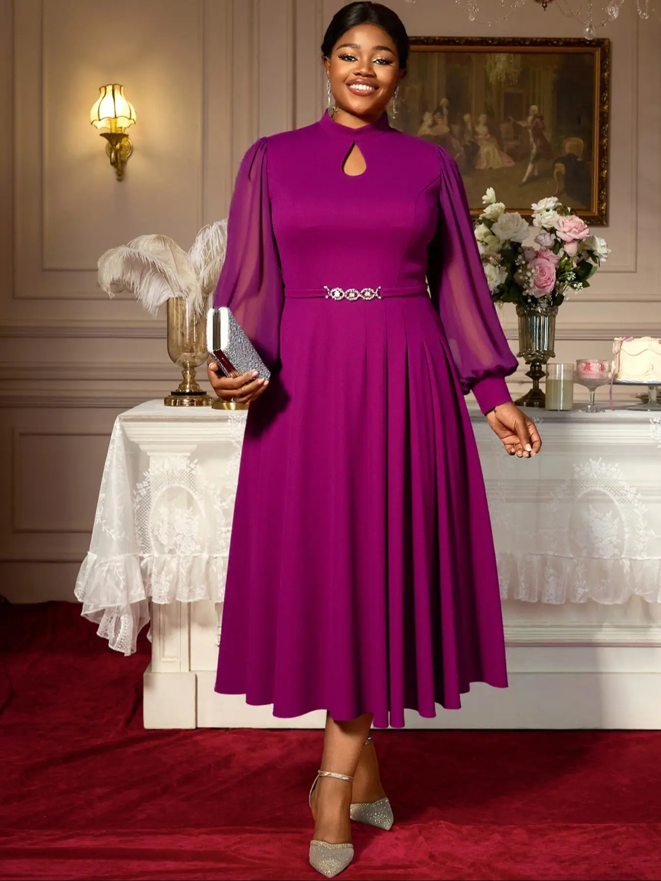 la lune high neck midi dress - TikTok Shop