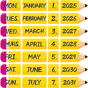Pencil flip calendar bulletin board set for classroom decorations; classroom calendar flip chart with 57 date cards; back-to-school classroom decoration supplies for home