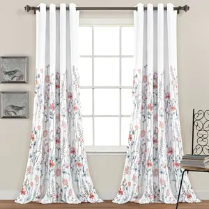 Lush Decor Clarissa Floral Light Filtering Window Curtain Panel Set 2 Panels 52"W x 84"L/95"L 100% Polyester Room Darkening Shutter Blinds