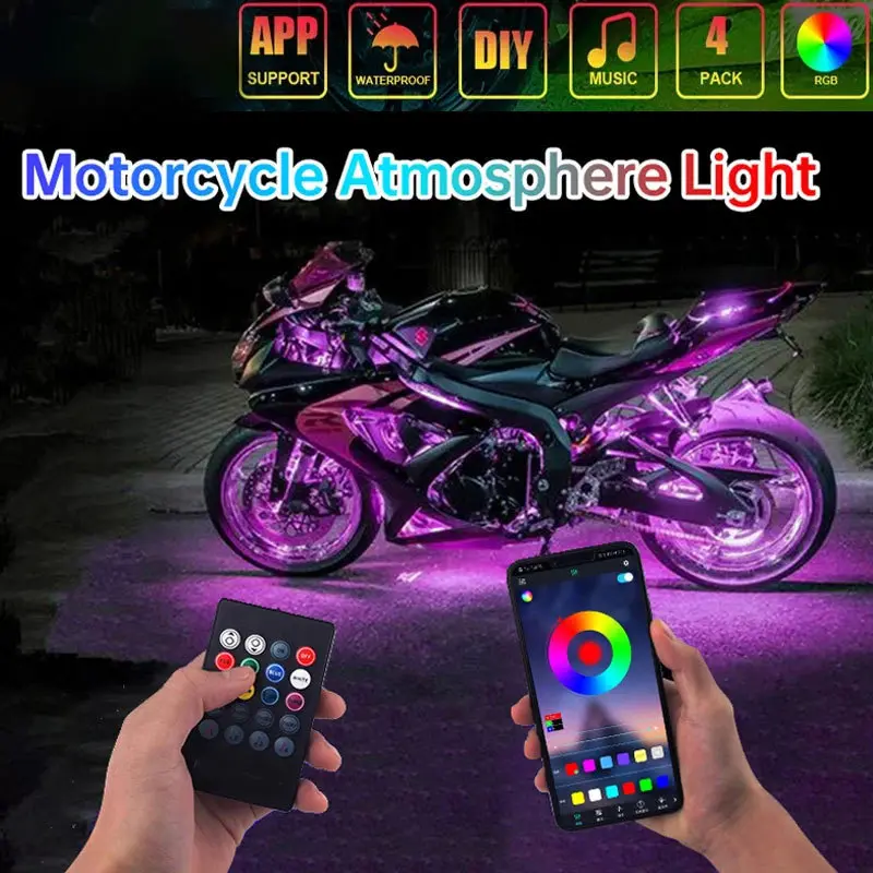 Motorcycle LED Ambient Light RGB Decorative Light Strip App Remote Control Modified Light
