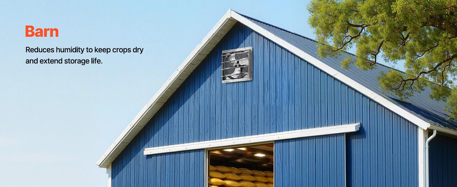VEVOR 18-Inch Wall-Mounted Ventilation Fan with Auto Louvers, Sturdy Steel Frame, 3051 CFM Flow, Low-Noise AC Motor, Silver - Home Cooling Solutions for Attic, Garage#BacktoSchool