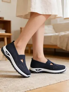 2026 Hot Selling Lazy Person's Convenient and Easy-to-Wear Super Knit Slip-On Orthopedic Walking Shoes for Middle-Aged and Elderly