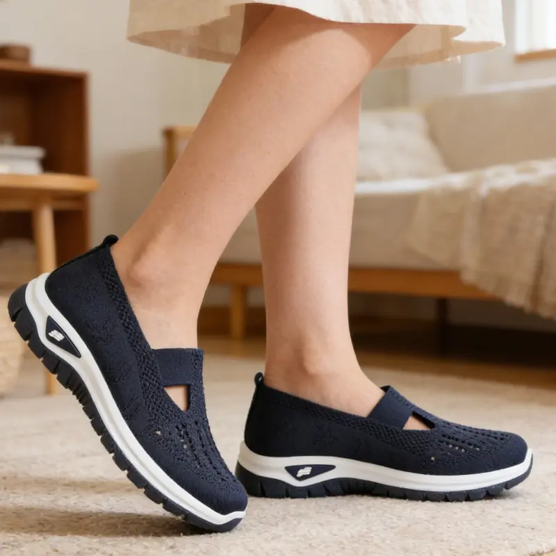2026 Women's Breathable Slip-On Orthopedic Walking Shoes, Knit Casual Summer Shoes, Easy-Wear Lightweight Design for Everyday Comfort, Slip On Footwear