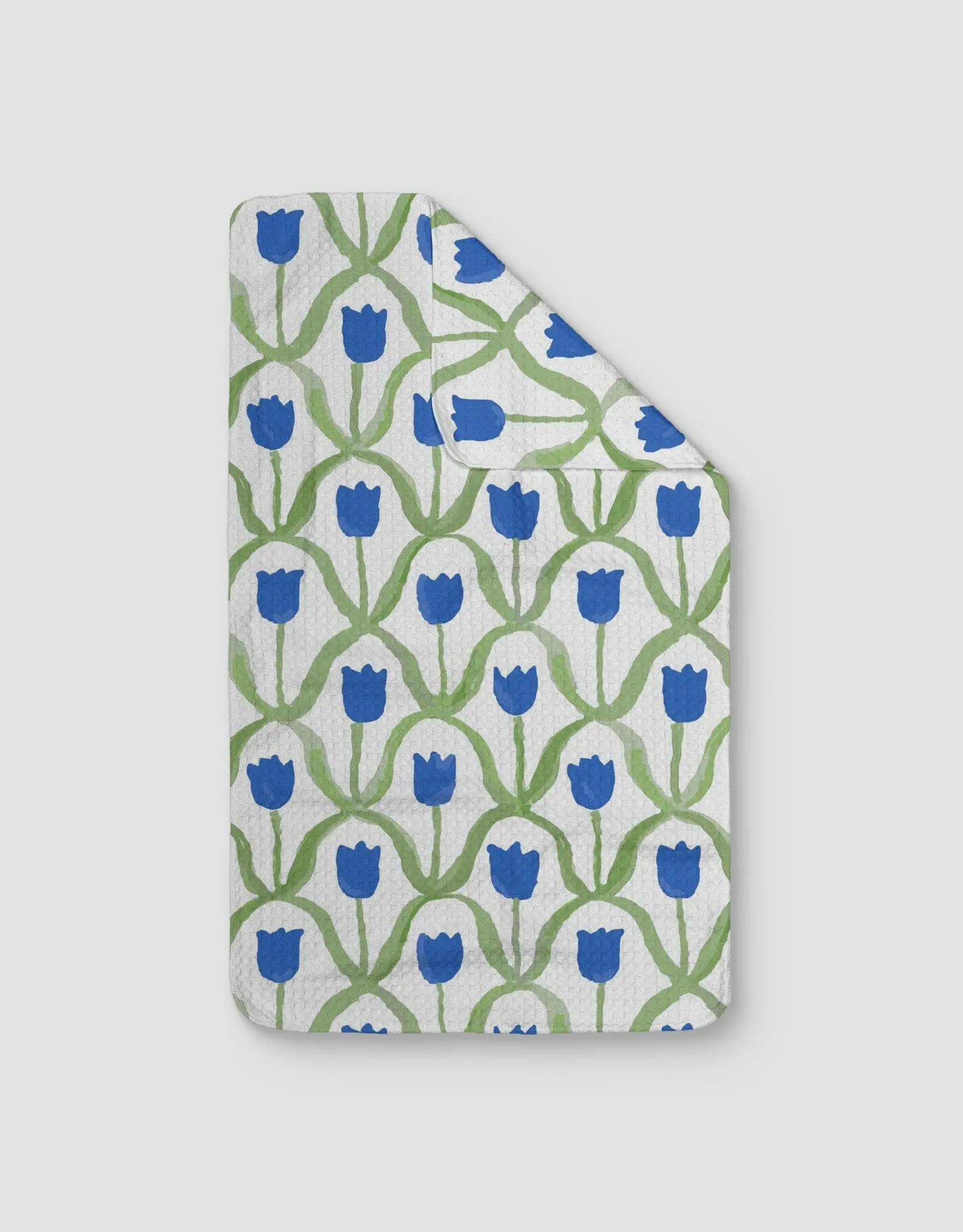 Simple Floral Blue Tulips Artwork Rectangle Kitchen Tea Towel - 16x28in Double-Sided Print Quick-Dry Absorbent Cleaning Cloth, Ideal Housewarming Gift for Daily Use