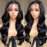 Lush Haute 【Special Offer】13X4 Lace Frontal Wig Body Wave Synthetic Lace Front Wigs Pre Plucked Natural Looking, 24inch 1B Long Black Wig for Women glueless synthetic lace clean hairline