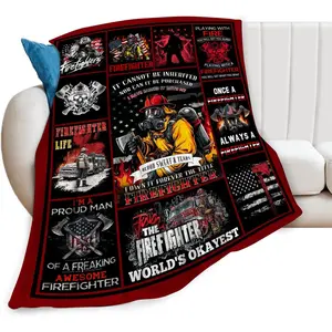 Firefighter Blanket Soft Fuzzy Fleece Fireman Blankets Decor Cozy Warm Plush Flannel Fire Fighter Blanket Gifts for Boys Girls Men Women Home Chair Sofa Couch Bed 50"X40"