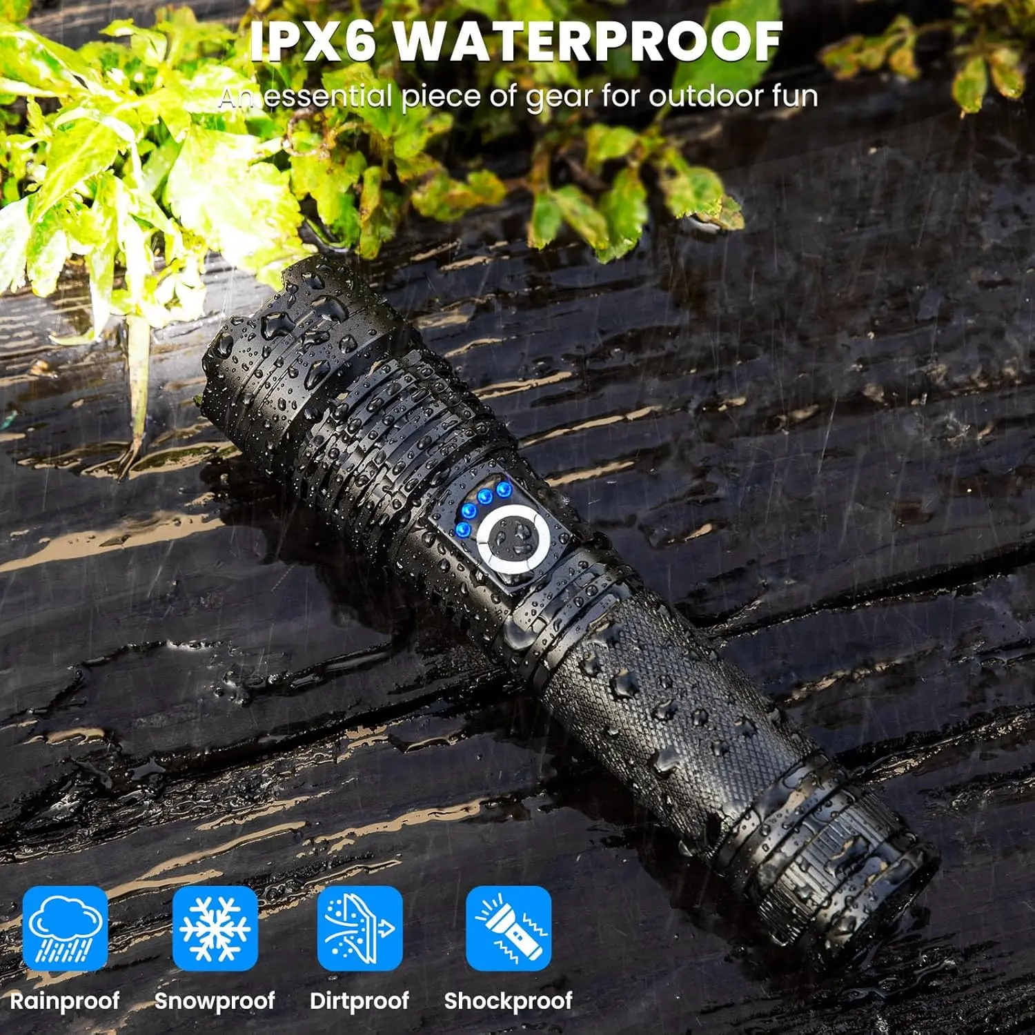 2Pack Rechargeable Tactical Flashlights, 90000 LM Super Bright High Lumens LED Torch, Zoomable 3280FT Long Range, IPX7 Waterproof 5 Light Modes with SOS Strobe, Adjustable Flash Lights for Camping Hiking Home Emergency