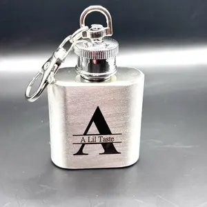 A Lil Taste 1oz Mini Flask Keychain with Lid and Chain Attachment