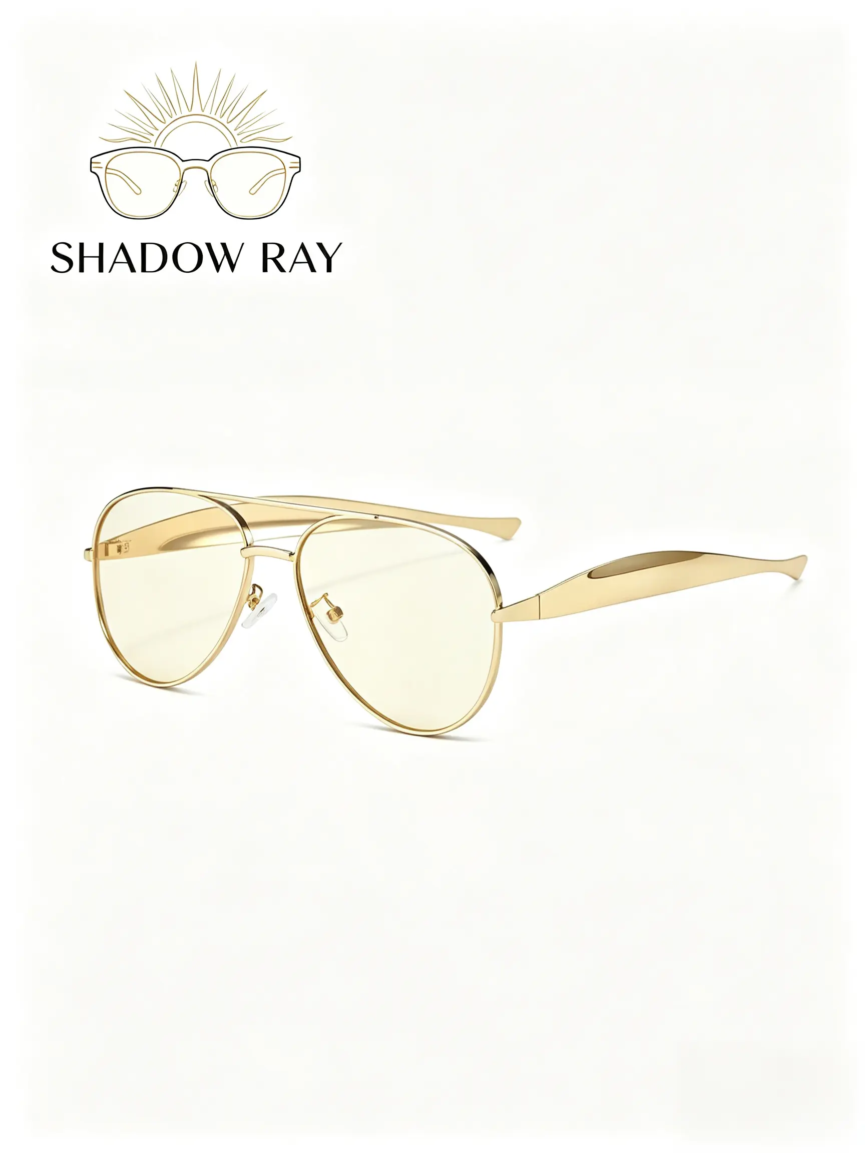 Metallic Gold Aviator Sunglasses for Men & Women, Summer Trendy Transparent Yellow Polycarbonate Lens Pilot Shades, Designer-Inspired UV400 Streetwear OOTD Eyewear for Beach Driving Accessories signature dita outdoor fashion athletic Polarized Large Retro