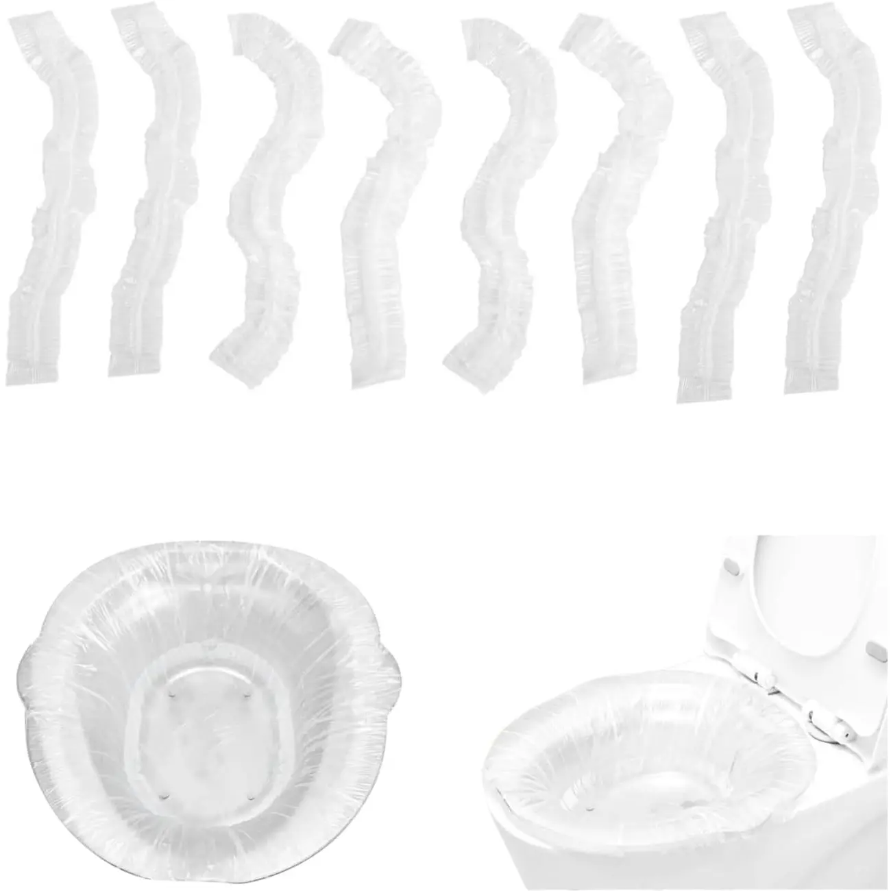 Disposable Sitz Bath Liners with Elastic Band, 50 Pack - Sitz Bath Liner Cover Bags for Postpartum Ry & Hemorrhoid Care, Leak-Proof Thickened PE Bags,60 * 70cm, Toss it, Done (White)