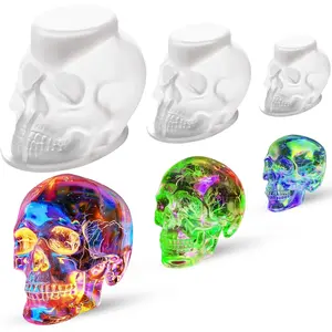 3D  Skull Molds, Flexible Clear  Skull  Molds - 3 Pack for Candle Making,  Decor & Halloween Decoration