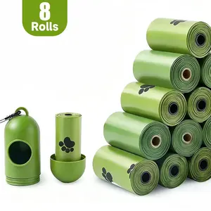 Dog Waste Bag with Paw Print Design, 8 Rolls Leak-proof Poop Bag, Durable Plastic Poop Bags for Pet Cleanup & Outdoor Use