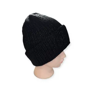 Sparkle Black & Confetti White - Loom Knit Beanie - Soft and Cozy Winter Hat