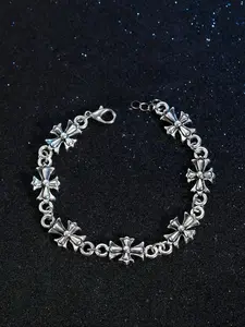 Punk Style Cross Vintage Men's Bracelet, High-Quality Fashionable Jewelry Fashion Accessory for Daily Wear, Perfect Birthday & Engagement Gift, Flower Design Bracelet