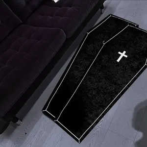 Gothic Coffin Cross Rug, Halloween Home Decor Carpet, Reflective Fabric, Durable Short Pile, Easy to Clean, Suitable for Living Room Bedroom, Home Decor Rugs