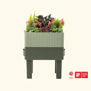 Vego Garden The EZCube Self-Watering Planter 21" x 24" Elevated Easy Gardening Low Maintenance Leak-Free Design for Indoor Outdoor Use